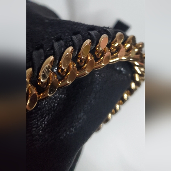 🔥🔥STELLA McCARTNEY-faux brushed-leather backpack-whipstiched gold chain trim. - Picture 8 of 13